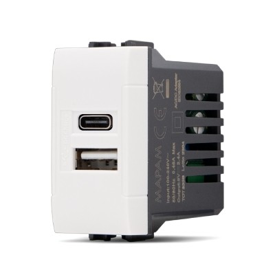 MAPAM ART PRESA USB A+C 5V 2.4A BIANCA 833B