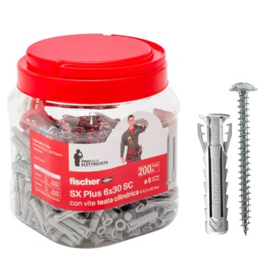 FISCHER BOX 200 PZ TASSELLI d.6 + VITE+PUNTA TRAPANO